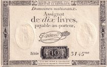 France 10 Livres Black - Watermark Fleur de Lys - (24-10-1792) - Sign. Taisaud - Serial 3145 - P. A.66