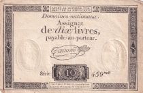 France 10 Livres Black - Watermark Fleur de Lys - (24-10-1792) - Sign. Taisaud - Serial 459