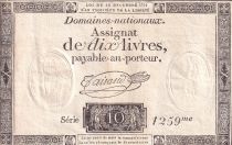 France 10 Livres Black - Watermark Republique - (16-12-1791) - Sign. Taisaud - Serial 1259 - P. A.66