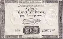 France 10 Livres Black - Watermark Republique - (24-10-1792) - Sign. Taisaud - Serial 12871 - P. A.66