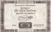 France 10 Livres Black - Watermark Republique - (24-10-1792) - Sign. Taisaud - Serial 13357 - P. A.66