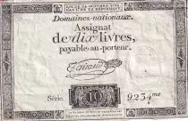France 10 Livres Black - Watermark Republique - (24-10-1792) - Sign. Taisaud - Serial 9234 - P. A.66
