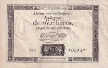 France 10 Livres Black on white Watermark Republique (24-10-1792) - Sign. Taisaud - Serial 10314