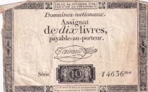 France 10 Livres Black on white Watermark Republique (24-10-1792) - Sign. Taisaud - Serial 14636