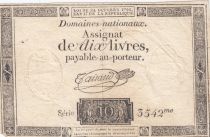 France 10 Livres Black Watermark Republique (24-10-1792) - French Revolution