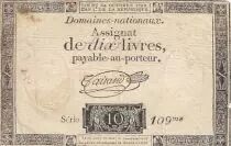 France 10 Livres Noir - Filigrane Fleur de Lys - (24-10-1792) - Sign. Taisaud - Série 109