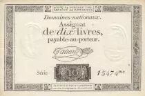 France 10 Livres Noir - Filigrane fleur de Lys - (24-10-1792) - Sign. Taisaud - S&eacute;rie 15474