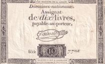 France 10 Livres Noir - Filigrane République - (16-12-1791) - Sign. Taisaud - Série 77 - L.146