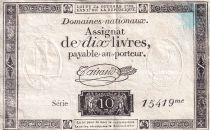 France 10 Livres Noir - Filigrane République - (24-10-1792) - Sign. Taisaud - Série 15419 - L.161b