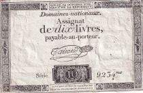 France 10 Livres Noir - Filigrane République - (24-10-1792) - Sign. Taisaud - Série 9234 - L.161b