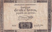 France 10 Livres Noir - Filigrane République (24-10-1792) - TB - Sign. Taisaud