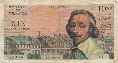 France 10 NF - Richelieu - 05-03-1959 - S�rie D.4