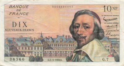 France 10 NF - Richelieu - 05-03-1959 - S�rie G.7