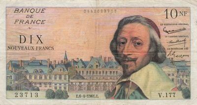 France 10 NF Richelieu - 06-04-1961 - Serial V.177