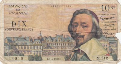 France 10 Nouveaux Francs Richelieu - 05-04-1962 - Série M.212