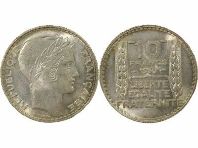 France 10 Silver Francs, Turin - 1939 Paris
