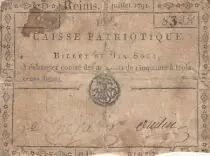 France 10 sols - Marne- Caisse patriotique de Reims - 02-07-1791