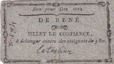 France 10 Sols - Sarthe - Commune de Ren� -  1792
