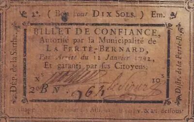 France 10 Sols - Sarthe - Municipalit� de La-Fert�-Bernard - 12-01-1792