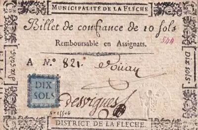 France 10 Sols - Sarthe - Municipalit� de la Fl�che - Serial A - 1791