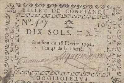 France 10 sols - Sarthe - Patriotic fund of Saint Calais - Not founded - 1792