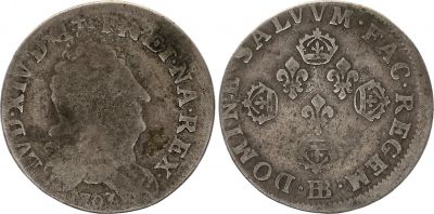 France 10 Sols Louis XIV aux 4 couronnes - 1703 BB Strasbourg - Argent
