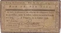 France 10 Sous - Calvados - Bourg de Touques - 02-01-1792