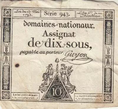France 10 Sous - Femmes - bonnet frigien - 23-05-1793 - Sign. Guyon - S�rie 943