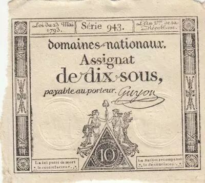 France 10 Sous - Femmes - bonnet frigien - 23-05-1793 - Sign. Guyon - S�rie 943
