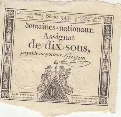 France 10 Sous - Femmes - bonnet frigien - 23-05-1793 - Sign. Guyon - S�rie 943