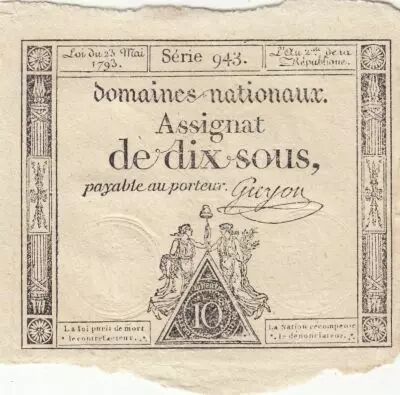 France 10 Sous - Femmes - bonnet frigien - 23-05-1793 - Sign. Guyon - S�rie 943