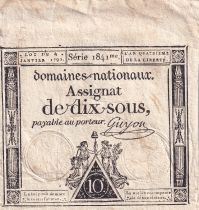 France 10 Sous - Femmes, bonnet frigien (04-01-1792)  - Sign. Guyon - Série 1841 - L.148
