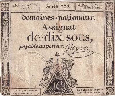 France 10 Sous - Femmes, bonnet frigien (24-10-1792)  - Sign. Guyon - S�ries vari�es - L.159