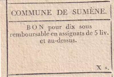 France 10 Sous - Gard - Commune de Sum�ne- 1792