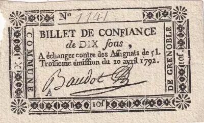 France 10 Sous - Is�re - Commune de Grenoble - 1792