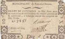 France 10 sous - Puy de d&ocirc;me - Municipalit&eacute; de Pont du ch&acirc;teau - 1792