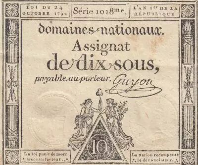 France 10 Sous - Women - Liberty cap - 24-10-1792 - Sign. Guyon - Serial 1018