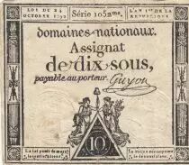 France 10 Sous - Women - Liberty cap - 24-10-1792 - Sign. Guyon - Serial 1052