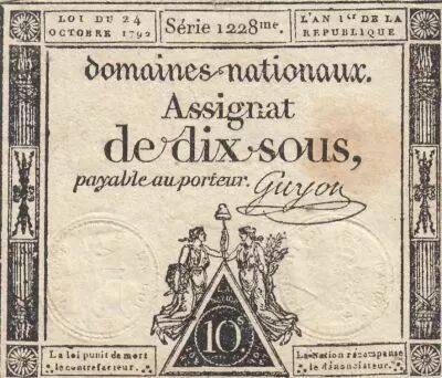 France 10 Sous - Women - Liberty cap - 24-10-1792 - Sign. Guyon - Serial 1228