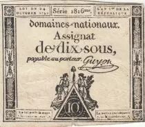 France 10 Sous - Women - Liberty cap - 24-10-1792 - Sign. Guyon - Serial 1816
