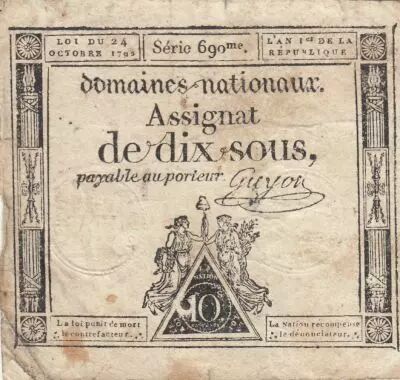 France 10 Sous - Women - Liberty cap - 24-10-1792 - Sign. Guyon - Serial 690