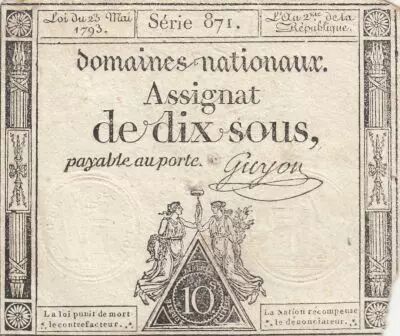 France 10 Sous - Women - phygian cap - 23-05-1793 - Sign. Guyon - S�rie 871