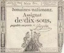 France 10 Sous - Women - phygian cap - 23-05-1793 - Sign. Guyon - S&eacute;rie 871