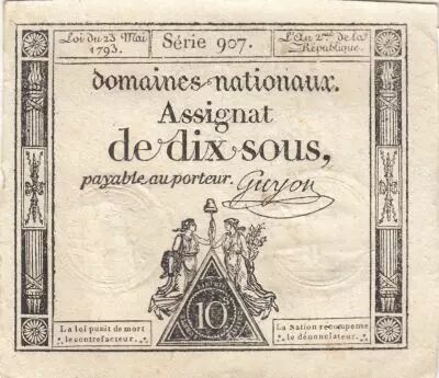France 10 Sous - Women - phygian cap - 23-05-1793 - Sign. Guyon - S�rie 907