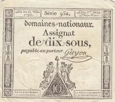 France 10 Sous - Women - phygian cap - 23-05-1793 - Sign. Guyon - S�rie 952