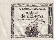 France 10 Sous - Women seated with Liberty cap on pole (23-05-1793) - AU - Sign. Guyon