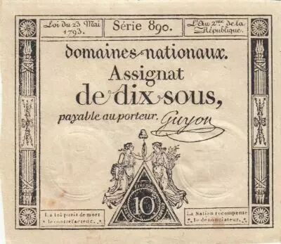 France 10 Sous - Women with Liberty cap on pole - 23-05-1793 - Sign. Guyon - S�rie 890