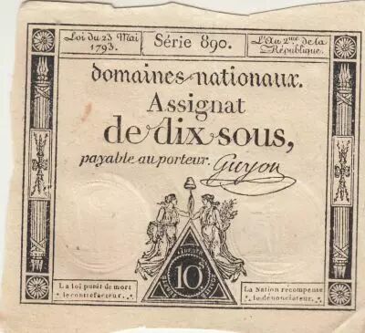 France 10 Sous - Women with Liberty cap on pole - 23-05-1793 - Sign. Guyon - S�rie 890