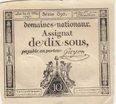 France 10 Sous - Women with Liberty cap on pole - 23-05-1793 - Sign. Guyon - S�rie 890