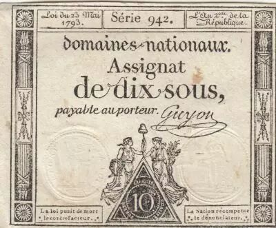 France 10 Sous - Women with Liberty cap on pole - 23-05-1793 - Sign. Guyon - S�rie 942